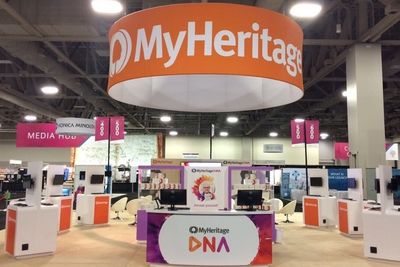 Standen til MyHeritage under RootsTech-konferansen i 2017.