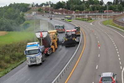 Riksvei 22 vest for Fetsund blir asfaltert i august 2017.