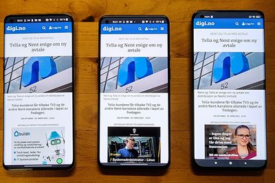 Meget gode skjermer:  Alle de tre telefonene har skjermer i toppklassen. De to fra OnePlus har mer trøkk i fargene, men litt for mye for noen kanskje,