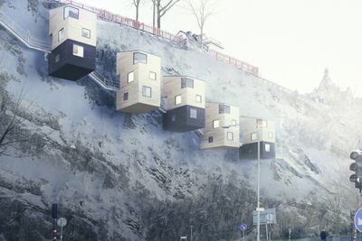 Svenske Nestinbox har funnet en løsning for å bosette mennesker i «fuglekasser» på fjellet.