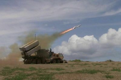 NSM skytes fra Pacific Missile Range Facility Barking Sands på hawaiiøya Kauai i forbindelse med Rimpac-øvelsen i 2018.