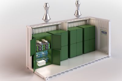 Brenselcellene kan leveres i konteinere til byggeplassen, hvor det også vil utstasjoneres hydrogentanker.