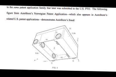 I stevningen hevder Ocado at denne figuren viser hvordan Autostore bedro amerikanske patentmyndigheter.