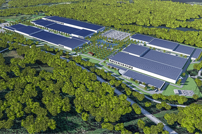 Gigantisk: Når fabrikken ved Arendal står helt ferdig i 2027 vil den blir godt synlig fra E18.