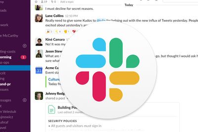 Slack-vindu og Slack-logoen.