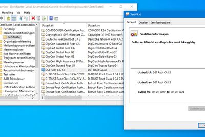 Det gamle rotsertifikatet som har blitt brukt av Let's Encrypt, utløp på dato i forrige uke. Det har skapt enkelte problemer.