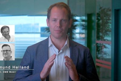 Amund Helland, administrerende direktør i SMB Mobil. Innfelt er finansdirektør Hans Petter Asplin og kundeansvarlig Johannes Andreassen i SMB Mobil. Bildet er hentet fra en video der SMB Mobil forteller om seg selv. 