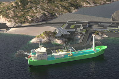Nylig tildelte Northern Lights kontrakter for å bygge to skip som skal frakte CO₂ til Øygarden. Accenture har hjulpet det nyetablerte selskapet med å få alt av IT-løsninger på plass. Illustrasjon: Northern Lights