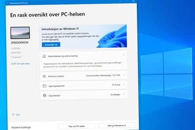 Verktøyet Tilstandskontroll for PC installert i Windows 10.