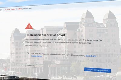 Det utløpte TLS-sertifikatet har gitt en advarsel i nettleseren. NSMs nettsted dmarc.no skal egentlig formidle hvordan epost kan gjøres litt sikrere.