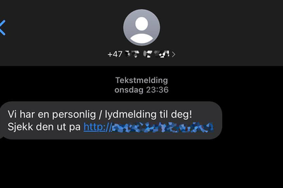 Eksempel på svindel via tekstmelding. 