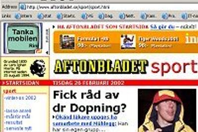 Forsiden av Aftonbladets sportsseksjon i forbindelse med Mühlegg-saken.