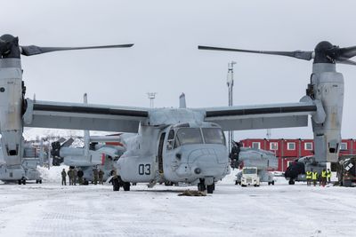 MV-22B fra det amerikanske marinekorpset ankom Harstad 19. februar og fløy videre til Bardufoss for å delta på årets Cold Response.