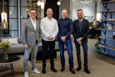 Thomas Høgebøl (Executive Chairman, NoA), Miska Rajasuo (CEO, Bob the Robot), Tom Jacobsson (CEO, DK&A), and Mikael Jørgensen (Group CEO, NoA).