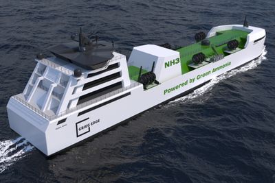 MS Green Ammonia er utviklet av  LMG Marin, Wärtsilä og Grieg Edge. Det blir 120 meter langt og tankkapasitet 7.500 kubikkmeter. 