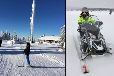 Telenors dekningsdirektør Bjørn Amundsen, her på snøscooter, forteller at de torsdag hadde 2000 basestasjoner med 5G i sitt nett. Her et bilde fra Hemsedal, ett av stedene med en 5G-basestasjon.