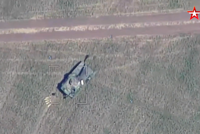 Skjermbilde fra dronevideoen publisert av det russiske forsvarsdepartementet.
