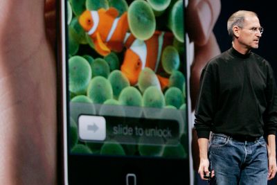 Bakgrunnen ble brukt da Steve Jobs lanserte Iphone i San Francisco i 2007.