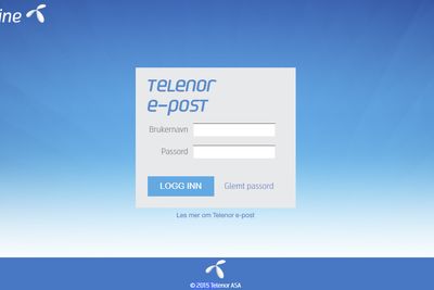 Webinnlogging til Telenors e-posttjeneste for forbrukere, online.no.
