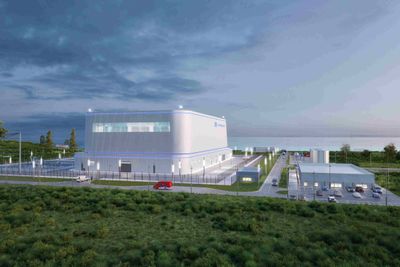 Hitachis BMRX-300 SMR kjernekraftverk. Det er anlegg tilsvarende dette Norsk Kjernekraft AS vil bygge her i landet.