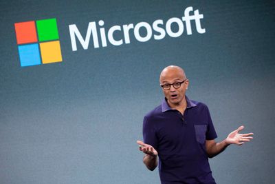 FILE - In this Oct. 2, 2019 file photo, Microsoft CEO Satya Nadella talks during a company event in  ...