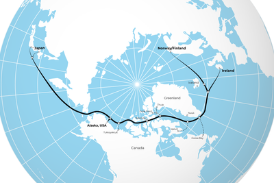 Kart over ruta for fiberprosjektet Far North Fiber