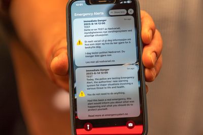 Slik så det ut da det nye varslingssystemet for mobiltelefoner ble testet 14. juni. Men mange fikk ikke meldingen.