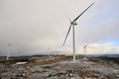 De omstridte vindturbinene på Roan vindkraftverk på Fosen i Trøndelag.