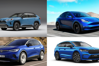 De 4 mest solgte bilmodellene i juni, ifølge tall fra Opplysningsrådet for veitrafikken: Tesla Model Y, Volkswagen ID.4, Skoda Enyaqog Toyota Rav4.