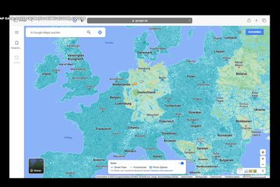 Slik så Google Street View ut i Tyskland i mange år. De blå strekene er der det er Google hadde gatebilder tilgjengelig.