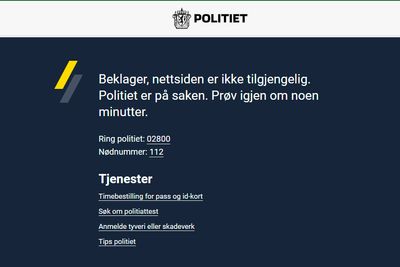 Politiets nettsted, politiet.no, var nede i en lengre periode torsdag.