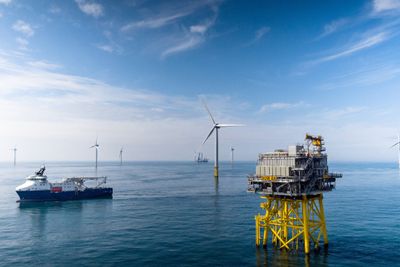 Equinors Dudgeon Offshore Wind Farm utenfor England.