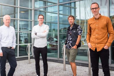 7Analytics-gründerne har hatt hendene fulle de siste dagene. Fra venstre Rolf M. Monsen, Helge Jørgensen, Werner Svellingen og Jonas Aas Torland. De er alle direktører i selskapet.