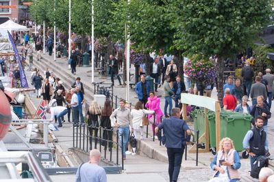 Arendal er igjen arena for et absurd antall debatter i krysningspunktet mellom teknologi og politikk. Her fra havna tirsdag.