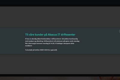 Abacus IT melder mandag morgen at de er utsatt for det de kaller en «alvorlig sikkerhetshendelse». Til Digi sier selskapet at det er snakk om et løsepengeangrep.