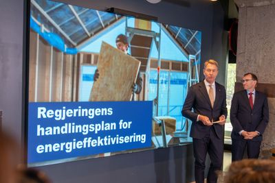 Olje og energiminister Terje Aasland og klima og miljøminister Espen Barth Eide på fremleggelse av den nye planen for energieffektivisering.