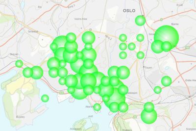 Kart over hvor den bedragerisiktede studenten skal ha operert i Oslo.