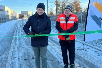 Sykkelruta er offisielt åpnet! Fv. Tore Dyrendahl, leder av byutviklings- og samferdselskomiteen i Trondheim kommune og Torstein Ryeng, prosjektleder i Statens vegvesen.