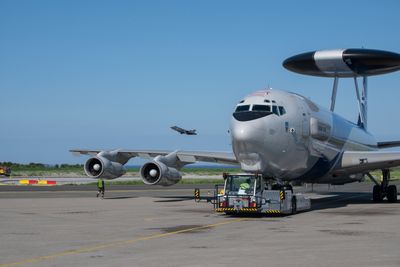 NATO E3A AWACS på oppdrag under ACE 2021-øvelsen. AWACS opererer fra Ørland flystasjon. Her sees  ...