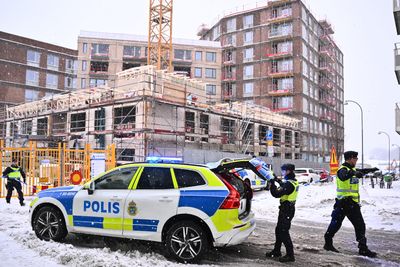 Byggeplassen i Sundbyberg i Sverige hvor ulykken skjedde mandag.