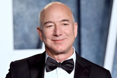 File - Amazon founder Jeff Bezos arrives at the Vanity Fair Oscar Party on March 12, 2023, in Beverly Hills, Calif. Amazon releases results on Thursday, Feb. 1, 2024. (Photo by Evan Agostini/Invision/AP, File)