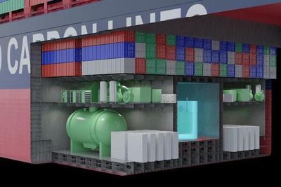 Liten, modulær kjernekraftreaktor plassert i et LNG-skip tilsvarende Knutsen OAS' "Cadiz Knutsen" på 138.000-kubikkmeter.