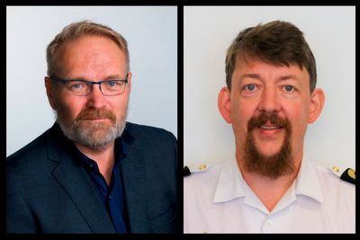 Forskerne Ståle Ulriksen (t.v.) og Tor Ivar Strømmen ved Sjøkrigsskolen har begge et godt førsteinntrykk av regjeringens langtidsplan for Forsvaret.
