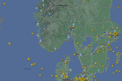 Luftrommet over store deler av Norge er tomt torsdag morgen.