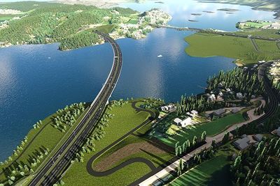 Ny E16 og Ringeriksbanen skulle etter planen møtes her, ved Sundvollen i Buskerud. Etter et par måneder på innbytterbenken, er dobbeltsporet nå tilbake i Nasjonal transportplan.