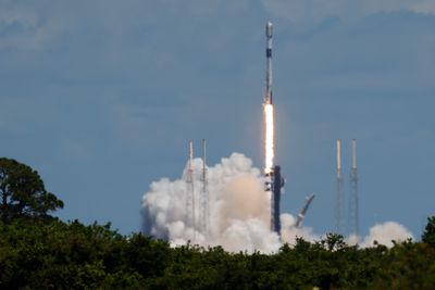 En Falcon 9-rakett tar av fra Cape Canaveral basen i Florida i mai. Space X har bedt amerikanske luftfartsmyndigheter om å få gjenoppta oppskytingene av raketten, selv om havariet som førte til flyforbudet 12. juli ikke er ferdig etterforsket. 