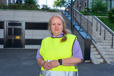 Klubbleder i El- og IT-forbundet i Telia, Merethe Shukla. fotografert ved Økern portal under streiken tidligere i år. 