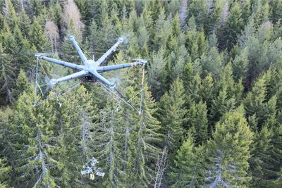 Prototypen av dronen, som er på 6,2 meter i diameter.