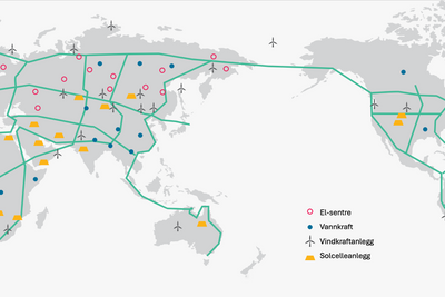 Global Energy Interconnection er et verdensomspennende strømnett som Kinas øverste ledelse vil ha ferdigstilt innen 2070. Det skal bygges i tre etapper og bestå av en ryggsøyle (grønne linjer) som gjør det mulig for fattige land å eksportere sine ofte store mengder fornybar energi. Det samme nettet kan imidlertid også misbrukes som lyttekanaler i forbindelse med spionasje, advarer en ny rapport fra tenketanken Rand.