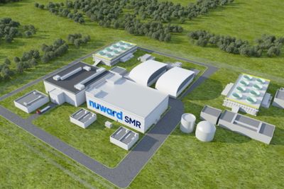 Bildet er en illustrasjon av hvordan Electricité de France ser for seg at små modulære kjernekraftverk  (SMR-kraftverk) kan se ut.